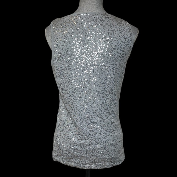 LYNN Ritchie Silver Sequins Sleeveless Tank / Blouse Size Small - Picture 3 of 9